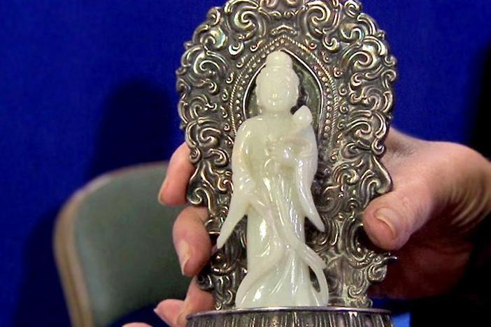 Appraisal: Chinese White Jade & Silver Figure from El Paso Hour 1.
