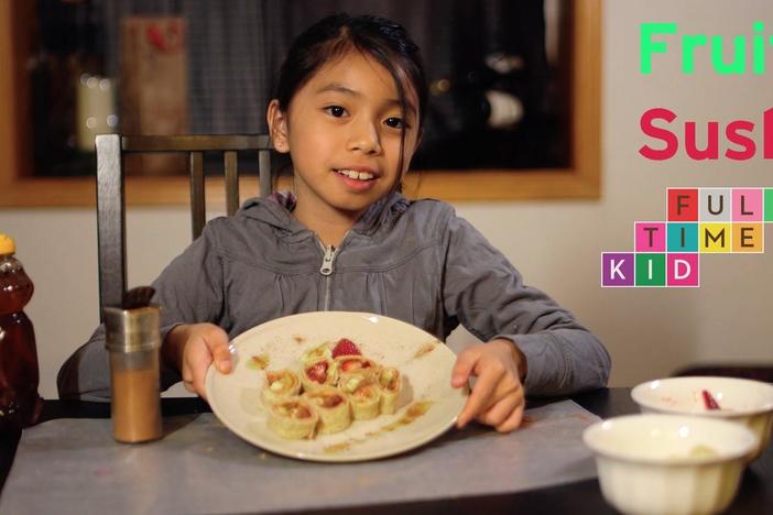 Making fruit sushi is a great way to involve kids in the kitchen.