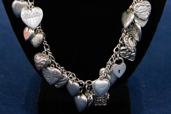 Appraisal: Victorian Puff Heart Charm Necklace, ca. 1895, from Spokane Hour 1.