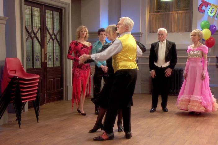 Join the gang at a dancing class, where Stuart and Violet impress the teacher.