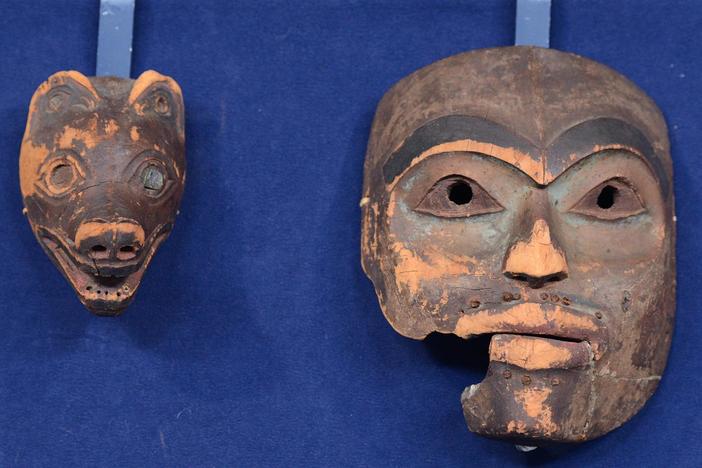 Appraisal: Tlingit Wolf Masquette & Ancestor Mask, from Bismarck, Hour 1.
