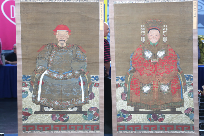 Appraisal: Chinese Ancestor Silk Portraits, ca. 1825, from Portland Hour 3