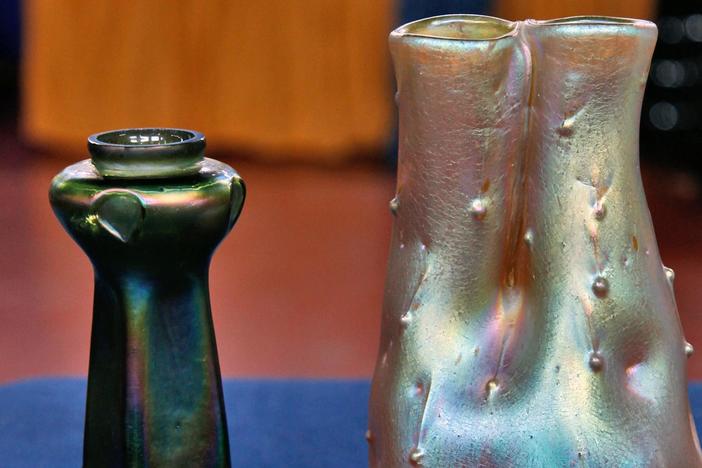 Appraisal: Bohemian & Loetz Iridescent Vases, from Corpus Christi Hour 1.