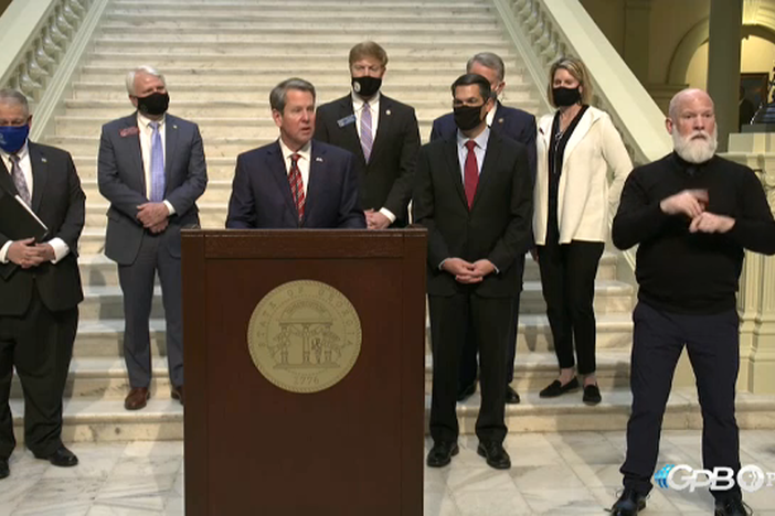 Governor Kemp and legislative leaders give a briefing on the 2021 budget.