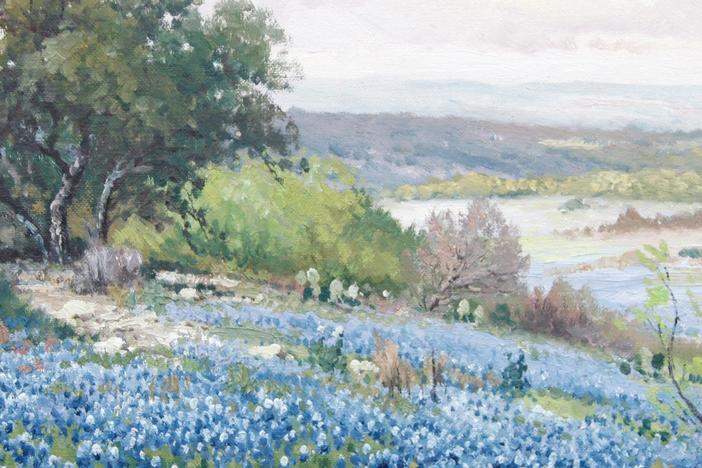 Appraisal: Mid-20th C. Porficio Salinas Bluebonnets Painting, from Corpus Christi Hour 3.