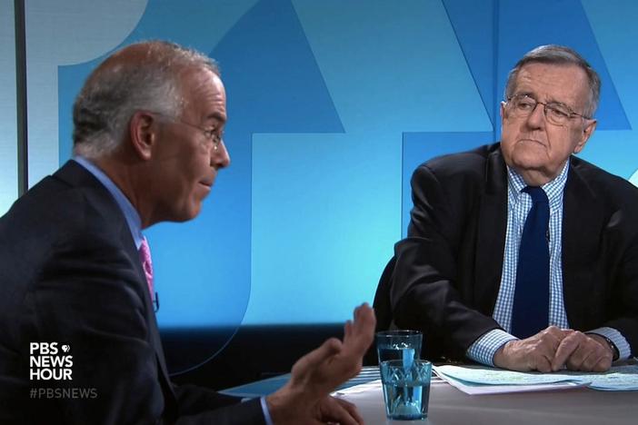 Mark Shields and David Brooks join Judy Woodruff to discuss the week’s news.