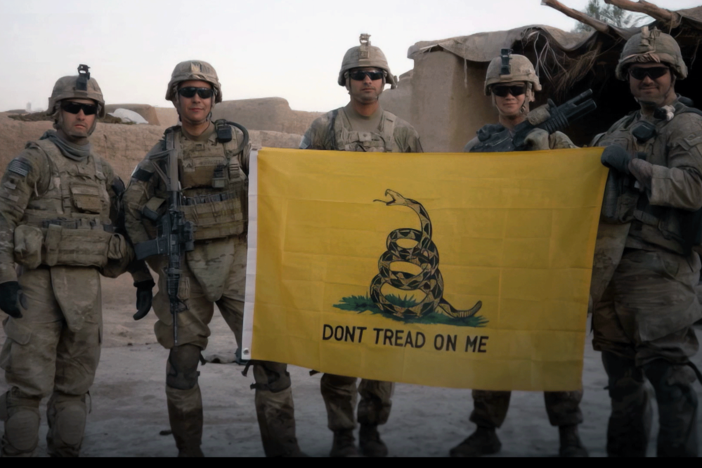 Armed forces vets discuss embracing the Gadsden flag during combat in the Middle East.