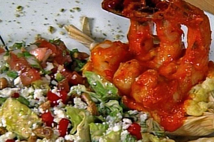 Chef Dean Fearing makes the great Texas salad - mansion shrimp diablo with Caesar salad. 