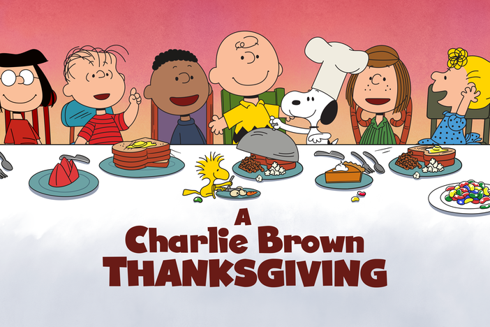 Peppermint Patty invites everyone to Charlie Brown's for Thanksgiving.
