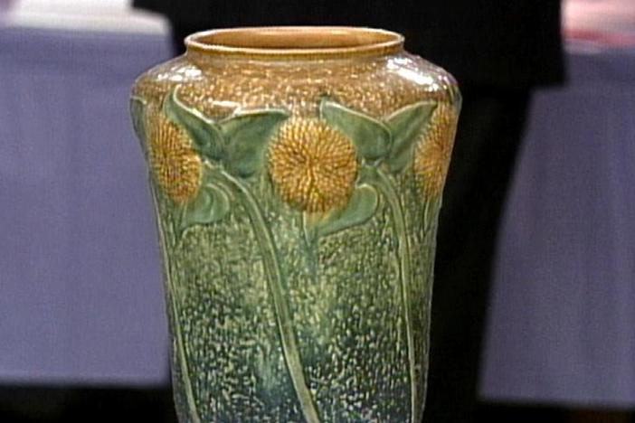 Appraisal: Roseville Sunflower Vase, ca. 1925, from Vintage Rochester.