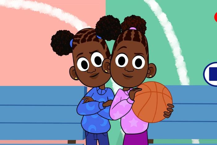 Liana and Louisa teach viewers how to play their sports mashup game, "Basketball-let".