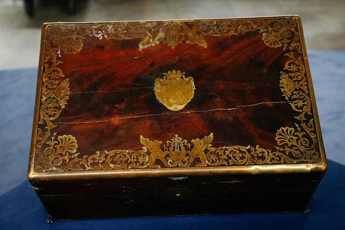 Appraisal: 1827 French Boulle Inlay & Mahogany Strong