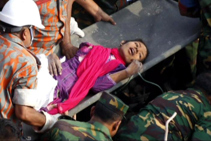 Bangladeshi Seamstress Rescued From Factory Rubble 