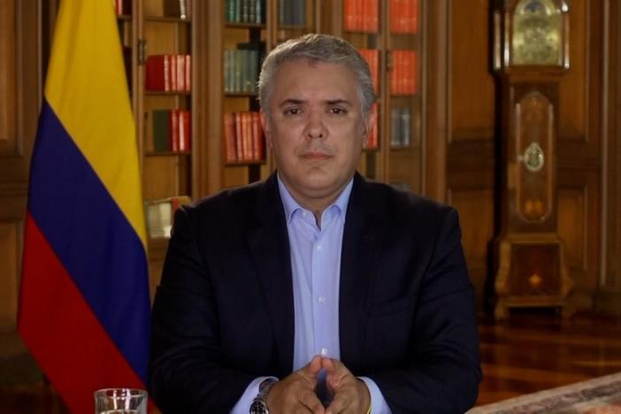 President of Columbia Iván Duque addresses protests in Columbia.