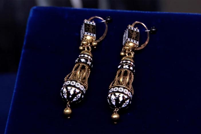 Appraisal: French Egyptian Revival Earrings, ca. 1890, from New York City, Hour 1.