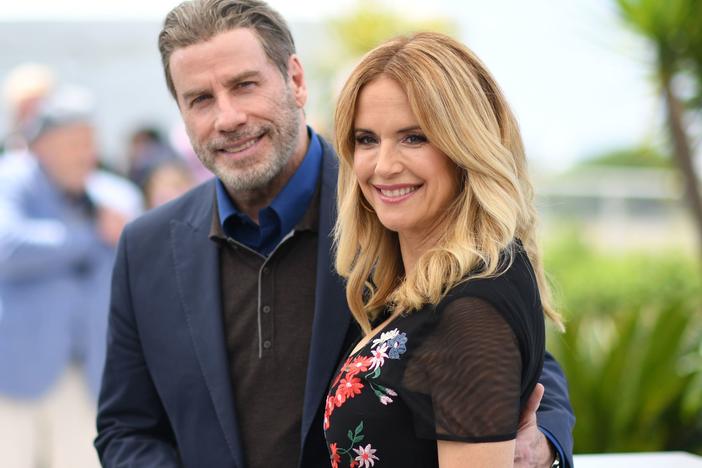 Actress Kelly Preston with her husband, John Travolta, at the Cannes Film Festival in 2018. The actress died after a two-year fight with breast cancer.
