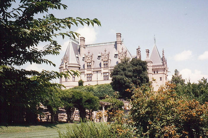 View of the gardens of the Biltmore Estate. 