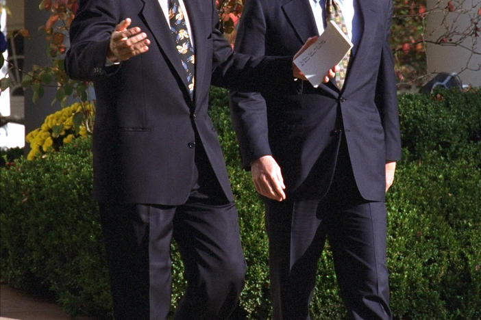 President Clinton and Vice President Gore walk to the South Lawn of the White House to sign the the Religious Freedom Restoration Act on Nov.16, 1993 