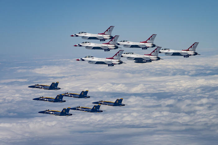 The U.S. Air Force Thunderbirds and U.S. Navy Blue Angels  to Conduct Flyover in Atlanta Area.