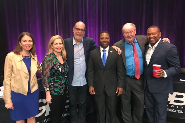 Stacey Evans, Loretta Lepore, Bill Nigut, Michael Owens, Jim Galloway and Leo Smith at the Political Rewind Town Hall in Atlanta, GA.