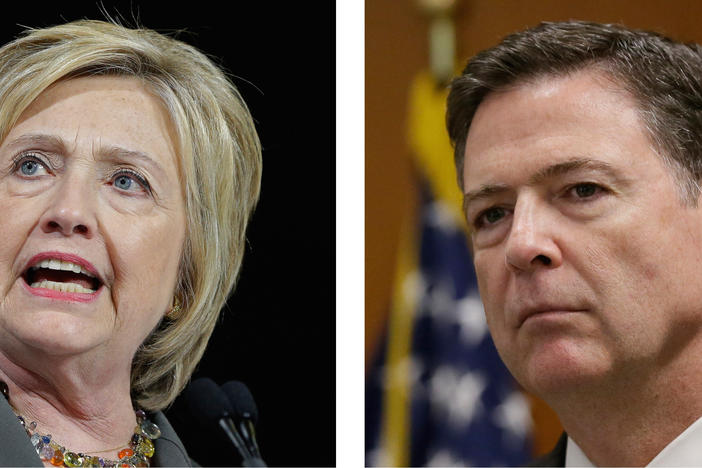 FBI Director James Comey (right) said the FBI will not recommend criminal charges in its investigation into Hillary Clinton's use of a private email server while secretary of state.