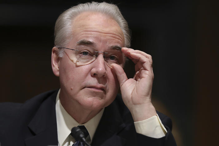 Health and Human Services Secretary-designate, Rep. Tom Price, R-Ga. pauses while testifying on Capitol Hill in Washington, Tuesday, Jan. 24, 2017, at his confirmation hearing before the Senate Finance Committee.