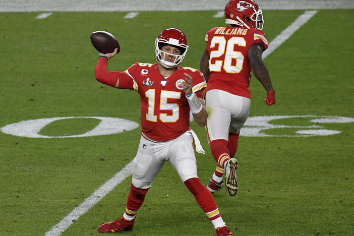 Patrick Mahomes (15) of the Kansas City Chiefs, shown here during a game in February, is one of the players speaking out on Twitter about the NFL's safety protocols.