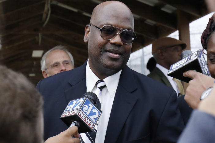 After six trials and 23 years behind bars, charges are being dropped against Curtis Flowers (pictured here in Dec. 2019) over a 1996 quadruple killing in Mississippi. The U.S. Supreme Court struck down a conviction last summer, citing among other things, the deliberate elimination of Black jurors from Flowers' trials.