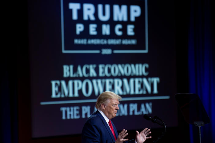 President Trump speaks about his campaign promises for Black voters at an event Friday in Atlanta.