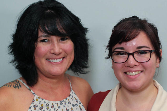 Michelle Huston, left, and her daughter, Lauren Magaña, reflected on their careers as social workers during their first interview with StoryCorps in Atlanta in 2018.