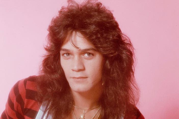 A portrait of Eddie Van Halen, from a photo shoot in Tokyo, Sep. 1979.