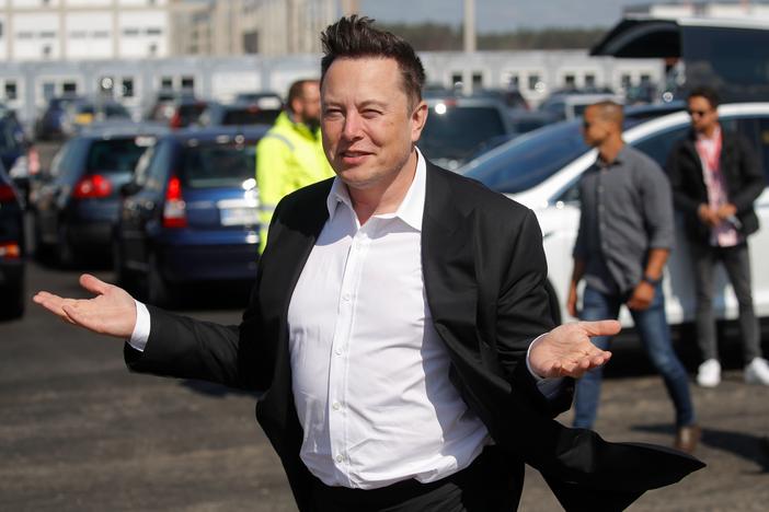 Tesla CEO Elon Musk visits the construction site of a future Tesla plant near Berlin on Sept. 3. Musk is now the world's second-richest person, according to the Bloomberg Billionaires Index.