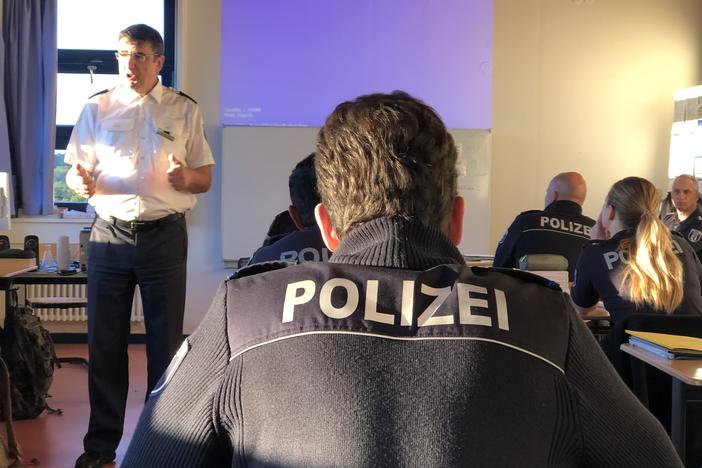 At the Berlin Police Academy, Ewald Igelmund teaches cadets courses on Germany's rule of law. Cadets must take 2 1/2 years of courses before they're allowed to become police officers.