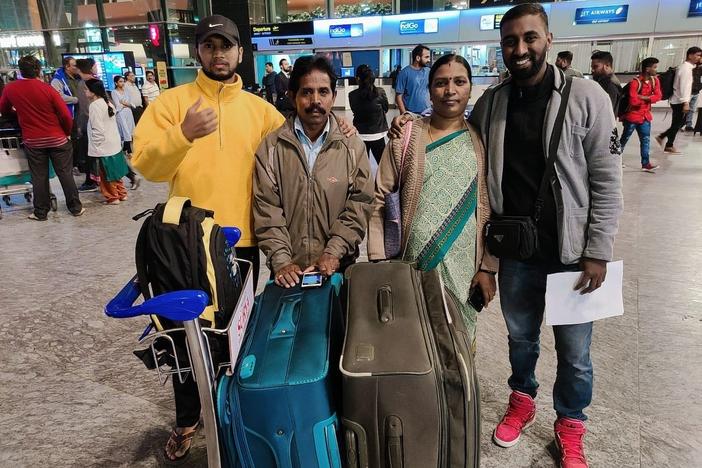 Girish Venkatesh with his family before he left India to study in Arizona. He is among the roughly 1 million international students at U.S. colleges and universities.
