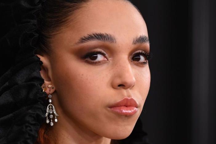 British musician FKA twigs, arriving at the Grammy Awards in Jan. 2020.