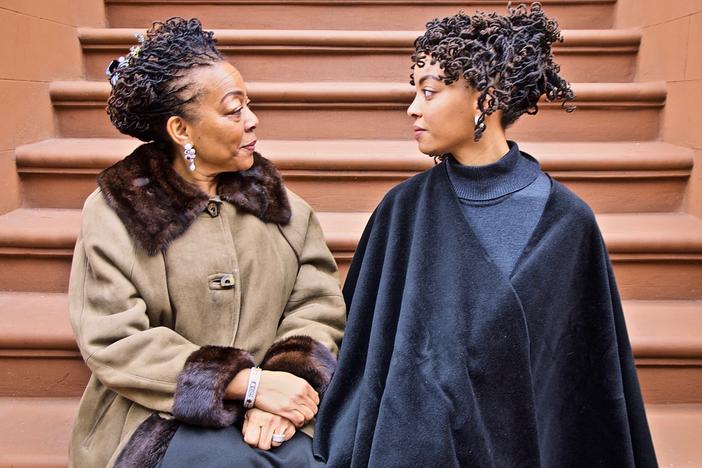 <em>The Stoop Stare Down (Nia & Afiya, Two Generations in Harlem)</em>, Jan. 26, 2020, 3:30 p.m., 42 degrees