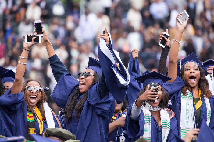 Students celebrate their graduation from Howard University at the end of the 148th Commencement ceremony, at the Upper Quandrangle on campus, on May 7, 2016. Washington, D.C. photojournalist and professor Cheriss May spoke about her photography on <em>The Black Shutter Podcast.</em>