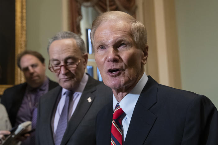 Then-Sen. Bill Nelson, D-Fla., with Sen. Chuck Schumer at the U.S. Capitol in 2018. Nelson has been chosen to lead NASA.