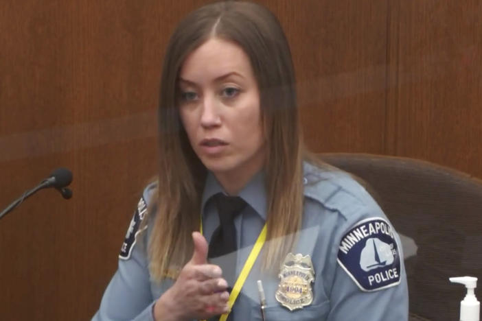 Minneapolis police officer Nicole Mackenzie testifies Tuesday in the trial of former officer Derek Chauvin.