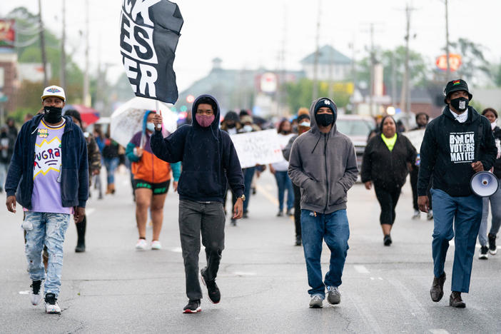 Protesters march last week in Elizabeth City, N.C., after the shooting death of Andrew Brown Jr.