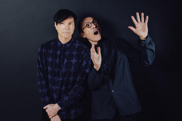 Brothers Russell and Ron Mael in director Edgar Wright's film <em>The Sparks Brothers</em>, a Focus Features release.