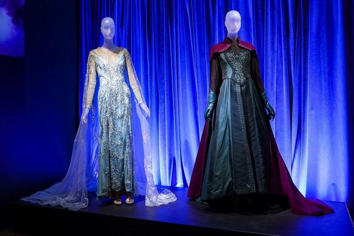 <strong>Can't Let It Go:</strong> Two looks from Disney's <em>Frozen</em>, by Christopher Oram, including Elsa's Ice Dress