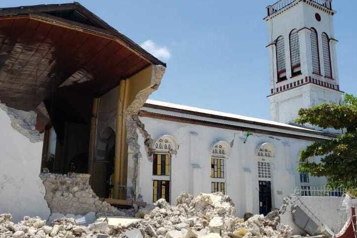 Sacred Heart church is damaged after an earthquake struck in Les Cayes, Haiti, on Saturday. The prime minister declared a state of emergency.
