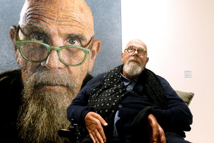 Artist Chuck Close at a 2019 exhibition of his work in Ravenna, Italy.