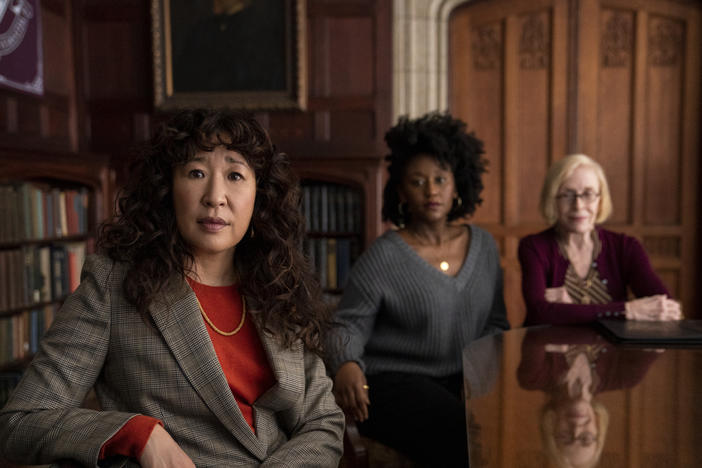 Sandra Oh, Nana Mensah and Holland Taylor play English professors at a fictional college in <em>The Chair</em>.