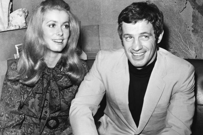 French actors Jean-Paul Belmondo, right, and Catherine Deneuve, in 1969. They starred together in François Truffaut's film <em>Mississippi Mermaid. </em>