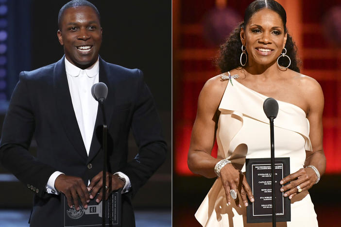 Audra McDonald and Leslie Odom Jr. will host different parts of the Tony Awards broadcast on Sept. 26: the awards ceremony and the following two-hour celebration of Broadway's return, respectively.