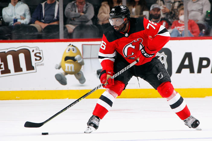 P.K. Subban of the New Jersey Devils skates against the Washington Capitals in a preseason game on Oct. 4 in Newark.
