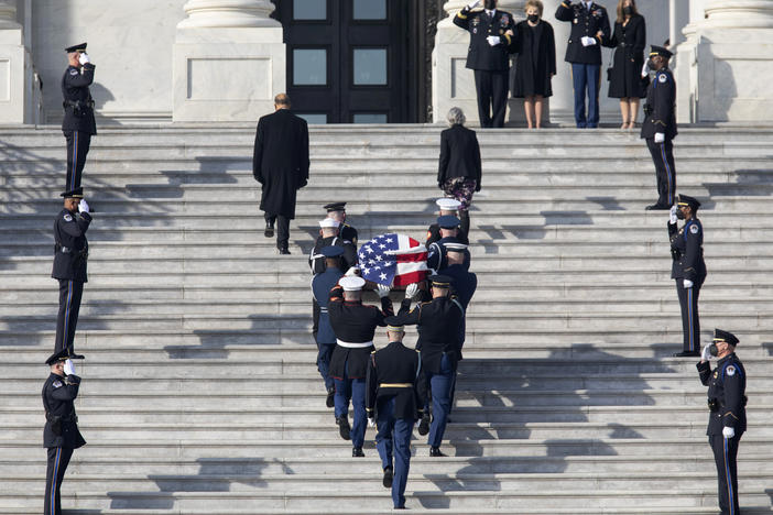 Arrival of the casket of former Senate Majority Leader Bob Dole to the U.S. Capitol. Dole will lie in state until Friday's departure to a funeral service at National Cathedral.