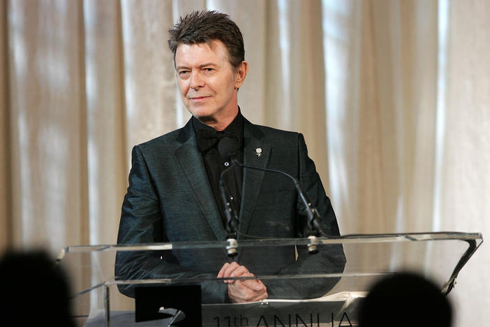Musician David Bowie speaks onstage while accepting the Webby Lifetime Achievement award at the 11th Annual Webby Awards in 2007.